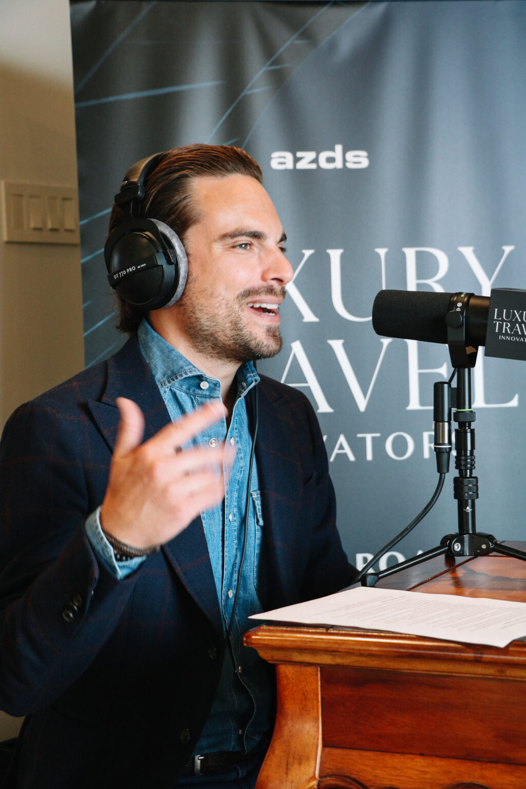 Adam Deflorian, host of the Luxury Travel Innovators podcast, during an interview for Episode 11.