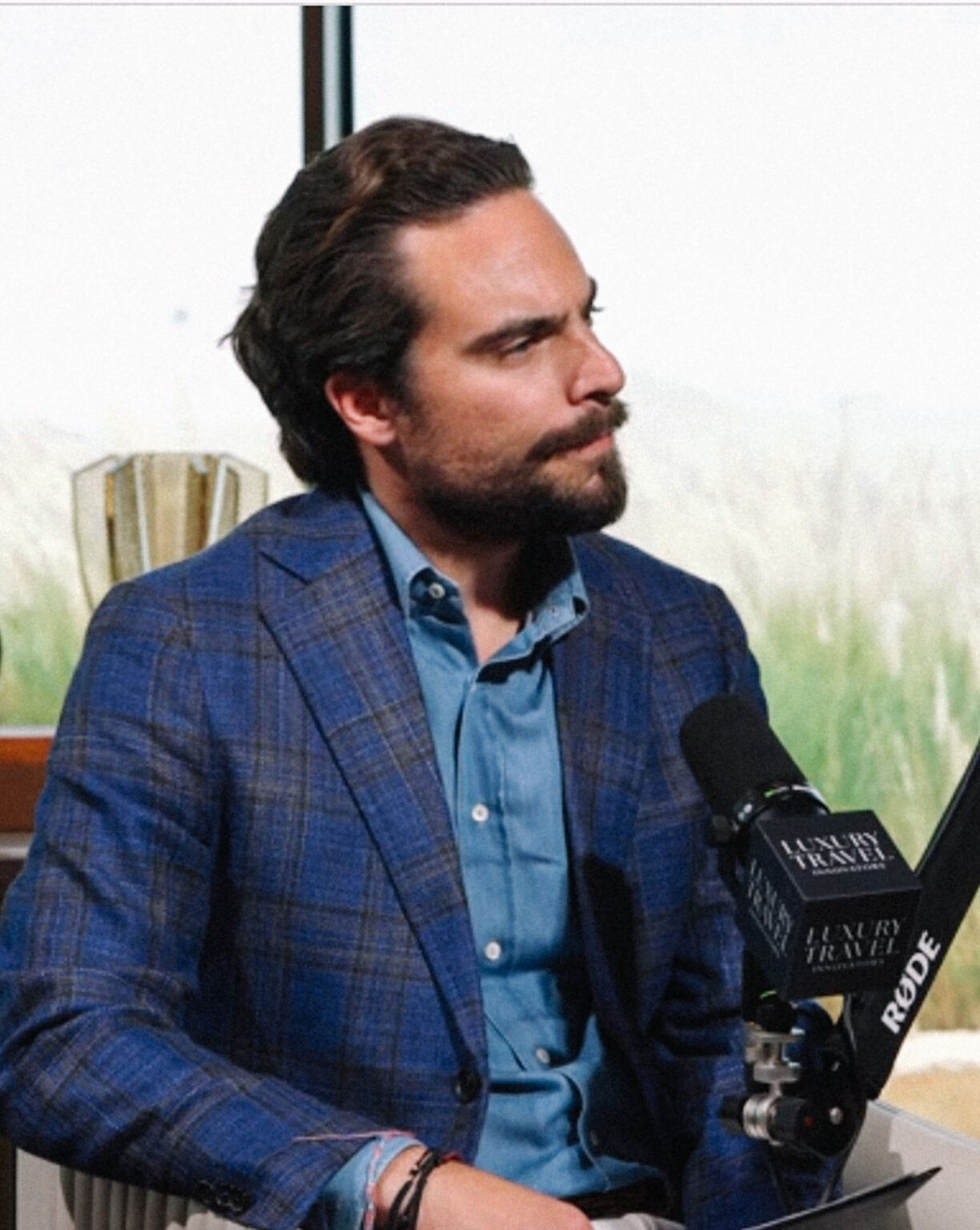 Podcast host Adam Deflorian recording episode 39.