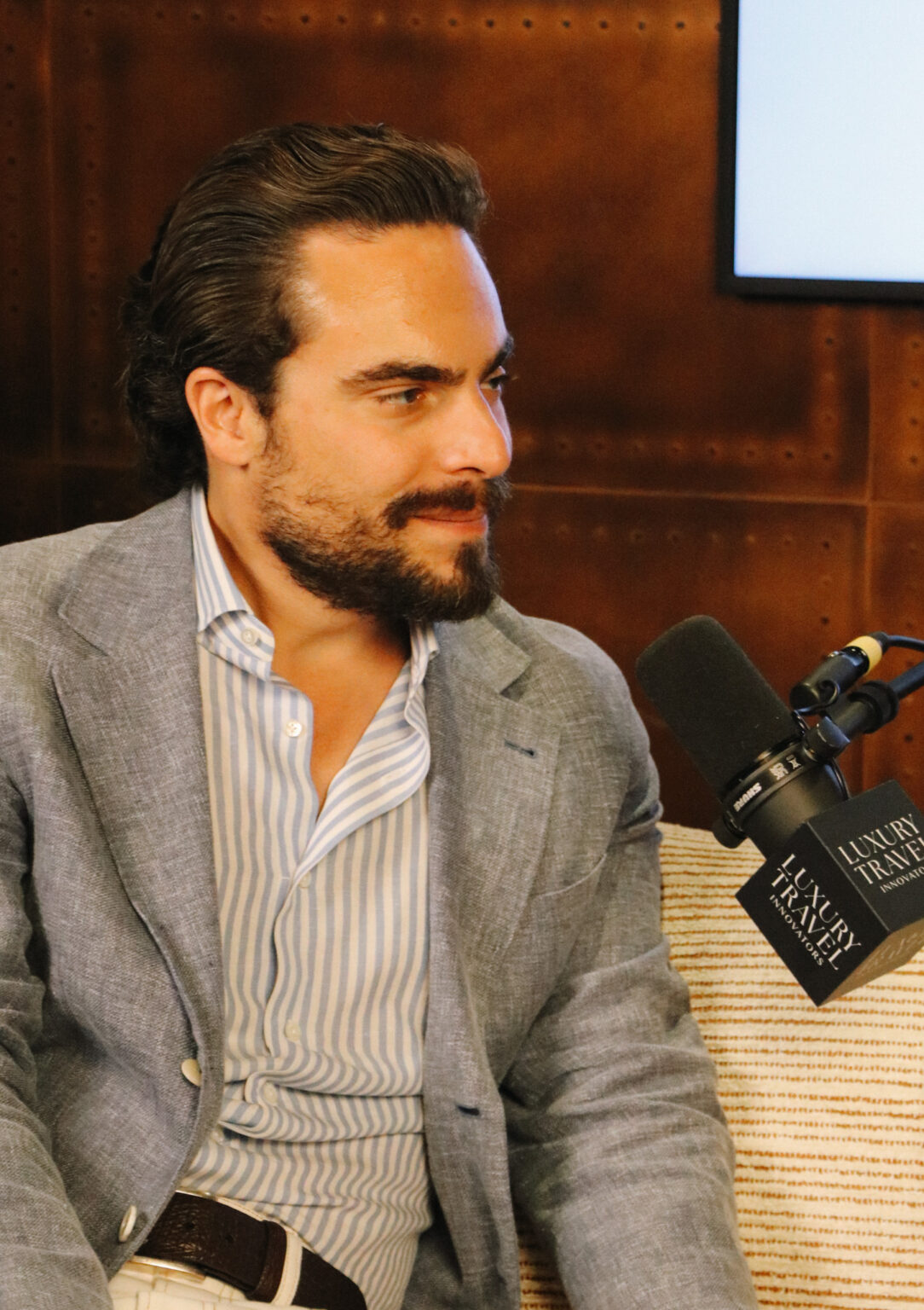 Adam Deflorian during the recording of episode 40 of Luxury Travel Innovators