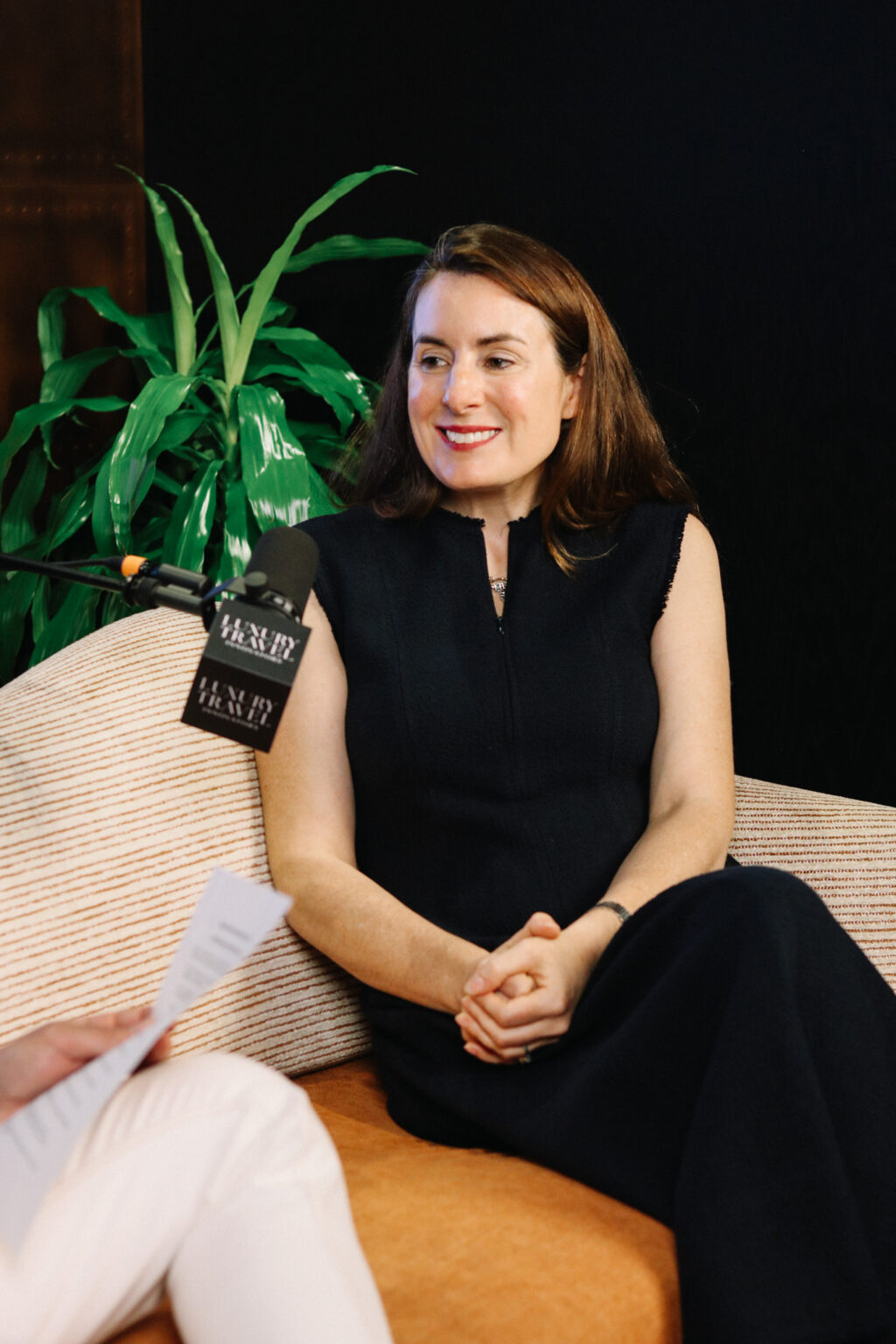 Jessica Hoppe during the recording of Luxury Travel Innovators episode 40.