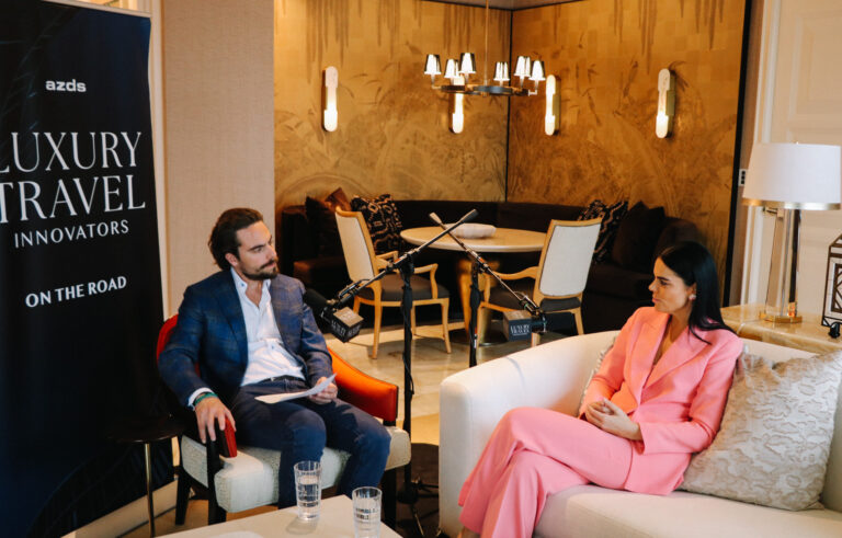 Adam Deflorian and Carolyn Turnbull discussing Nammos Hotels & Resorts during episode 42 of Luxury Travel Innovators.